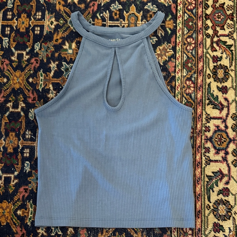 American Eagle Outfitters Ribbed Blue Tank Top